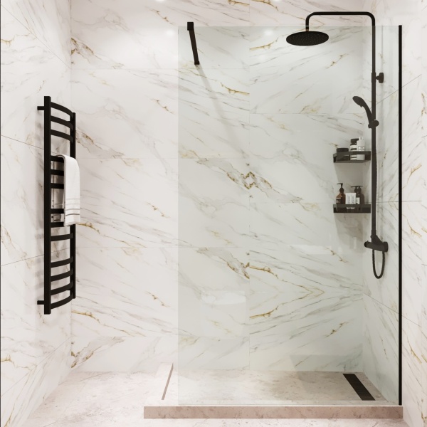 Душевая перегородка ADS Sancors Walk In 80x195 602IN.080BL.TR.08 профиль черный