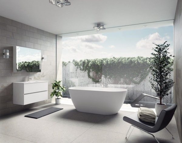 Ванна из искусственного камня Riho Bilbao 170x80 B118001105 белая матовая отдельно стоящая