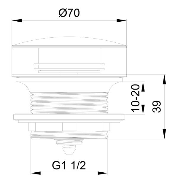 Донный клапан для ванны Wonzon & Woghand WW-SS105-BN никель брашированный