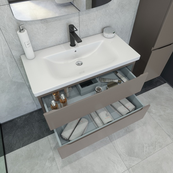 Тумба с раковиной Caprigo Forte 36113-SF025 90 см серая