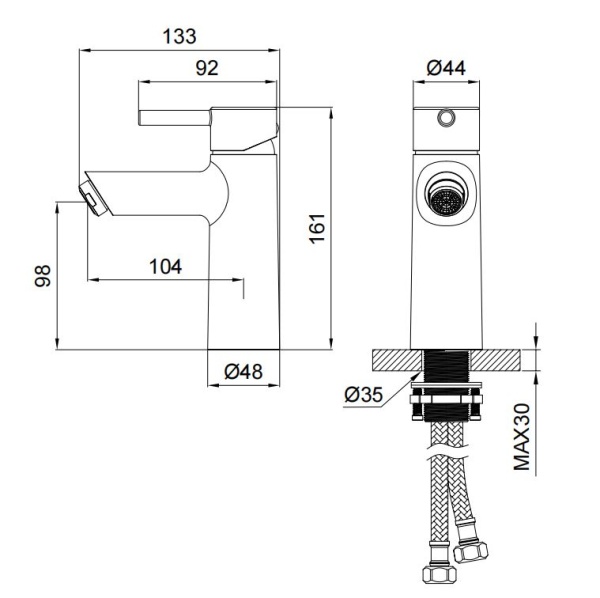 Смеситель для раковины Wonzon & Woghand Solo WW-139032-CR хром глянцевый