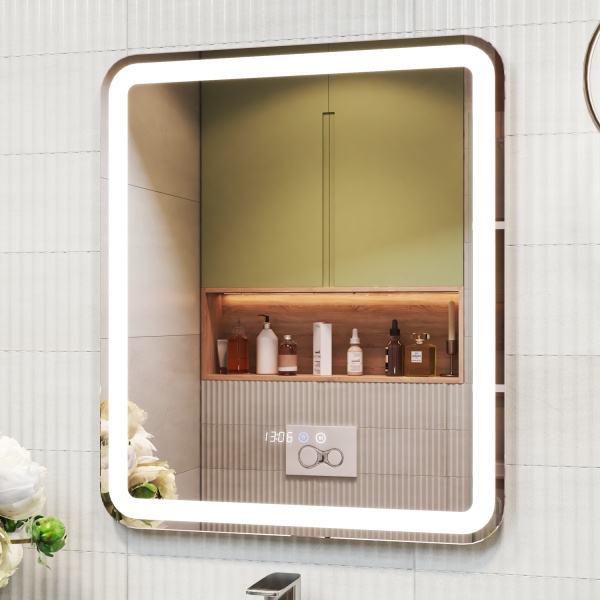 Зеркало Vigo Grani(Bora) Luxe 60x80 z.GRI.60.Luxe с подсветкой, часами и сенсором