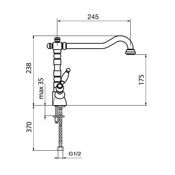 Смеситель для кухонной мойки Webert Dorian DO780102010 золото глянцевый