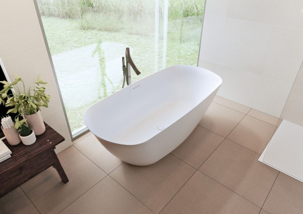 Ванна из литьевого мрамора Riho Bilo 165x75 B128001105 белая матовая отдельно стоящая