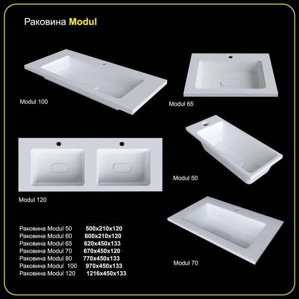 Мебельная раковина Madera Modul 4627173210607 50 см белая глянцевая