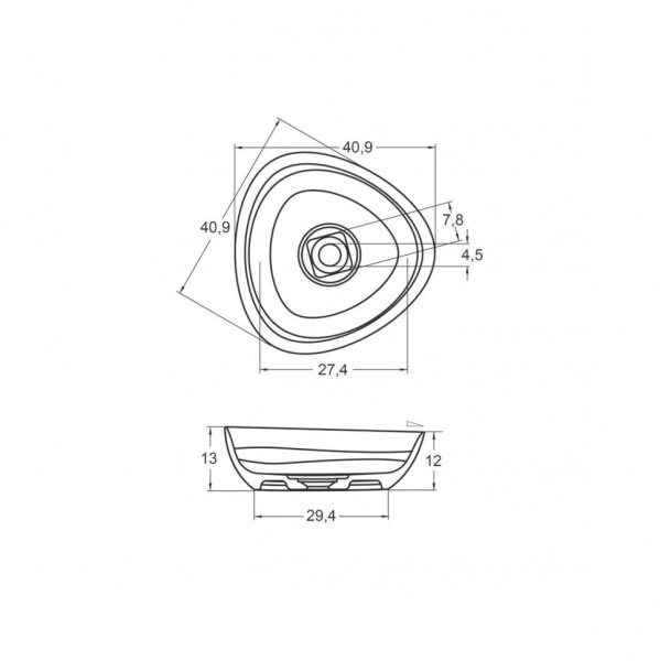 Накладная раковина Riho Ovideo 40 см W021001105 белая