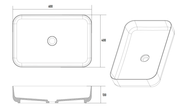 Накладная раковина Boheme Corian 60 см 879-60-MW белая