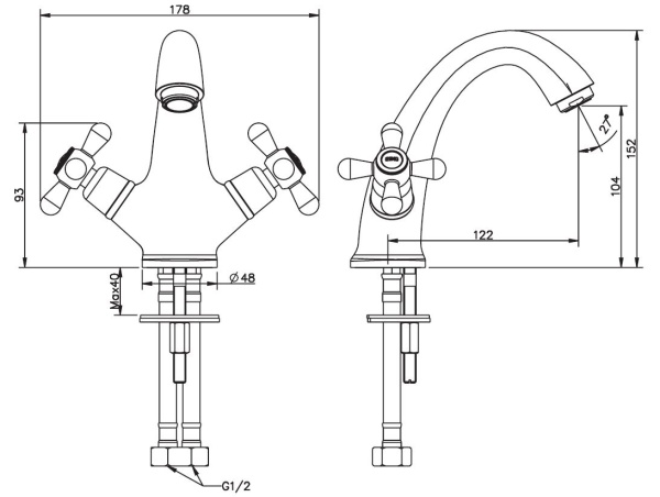 Смеситель для раковины Esko Vienna VN 26-2 хром глянцевый