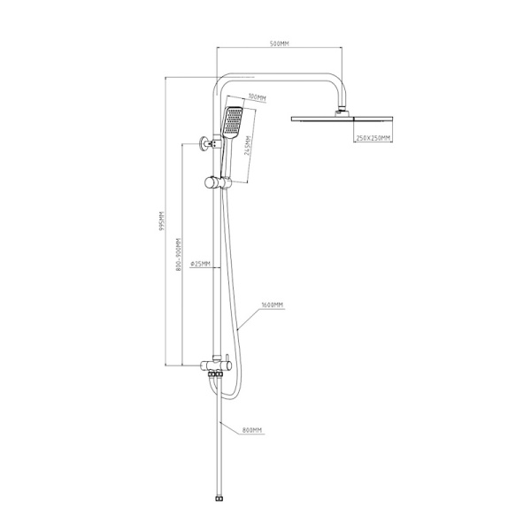 Душевая стойка со смесителем Esko ST950SQ хром глянцевая
