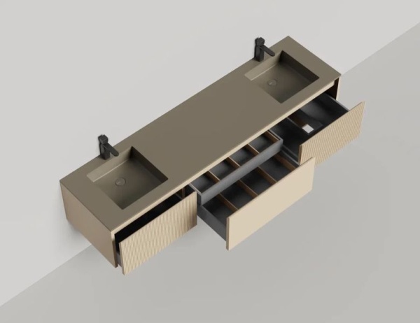 Тумба под встраиваемую раковину Salini Domino 200 см 27D120DINF окрашивание по RAL эмаль