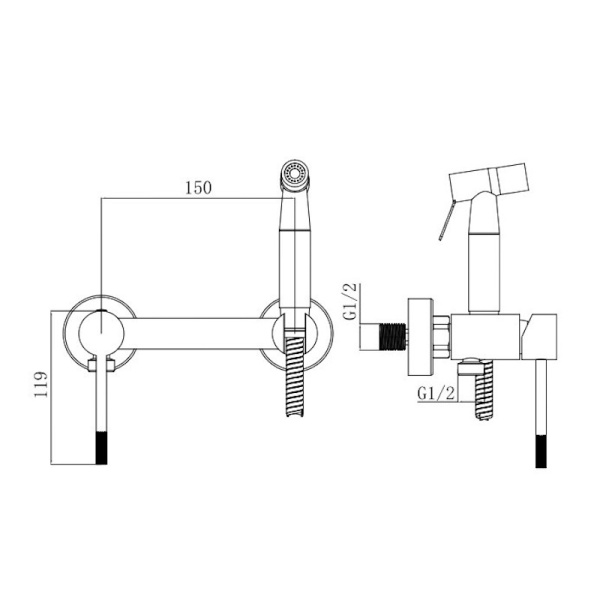 Смеситель гигиенический Voda Vessel VSL02 VODA сатин матовый