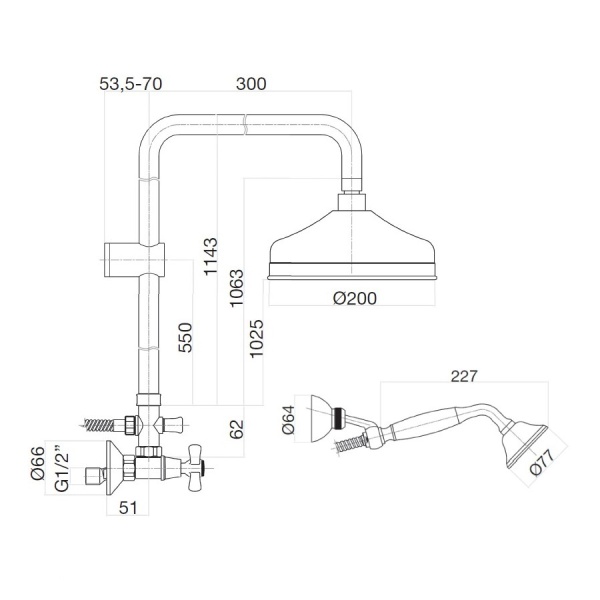 Душевая стойка со смесителем Webert Armony AM760405010 золото глянцевая