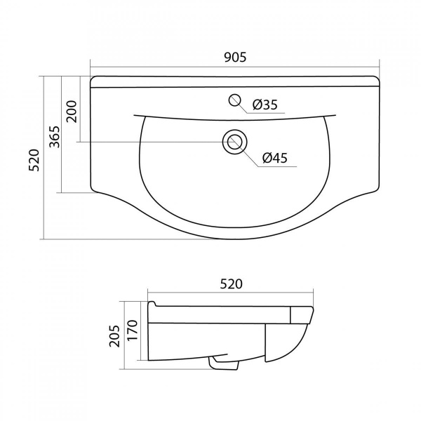 Встраиваемая раковина Santek Эльбрус 1WH110790 90 см белая
