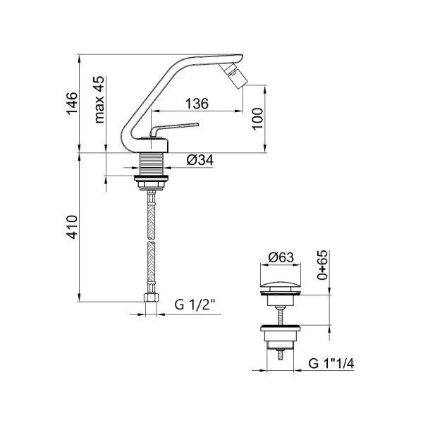 Смеситель для биде Webert Wolo WO840102564 черный матовый