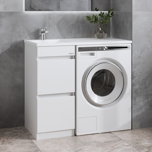 Тумба под стиральную машину Onika Милтон 103802 40 см белая напольная (раковина Марсал 100)