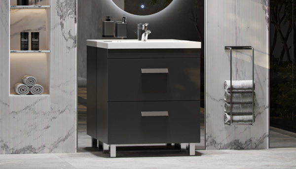 Тумба под раковину Velvex Orlando tn.ORL.CLA.70.2Y графит 70 см серая