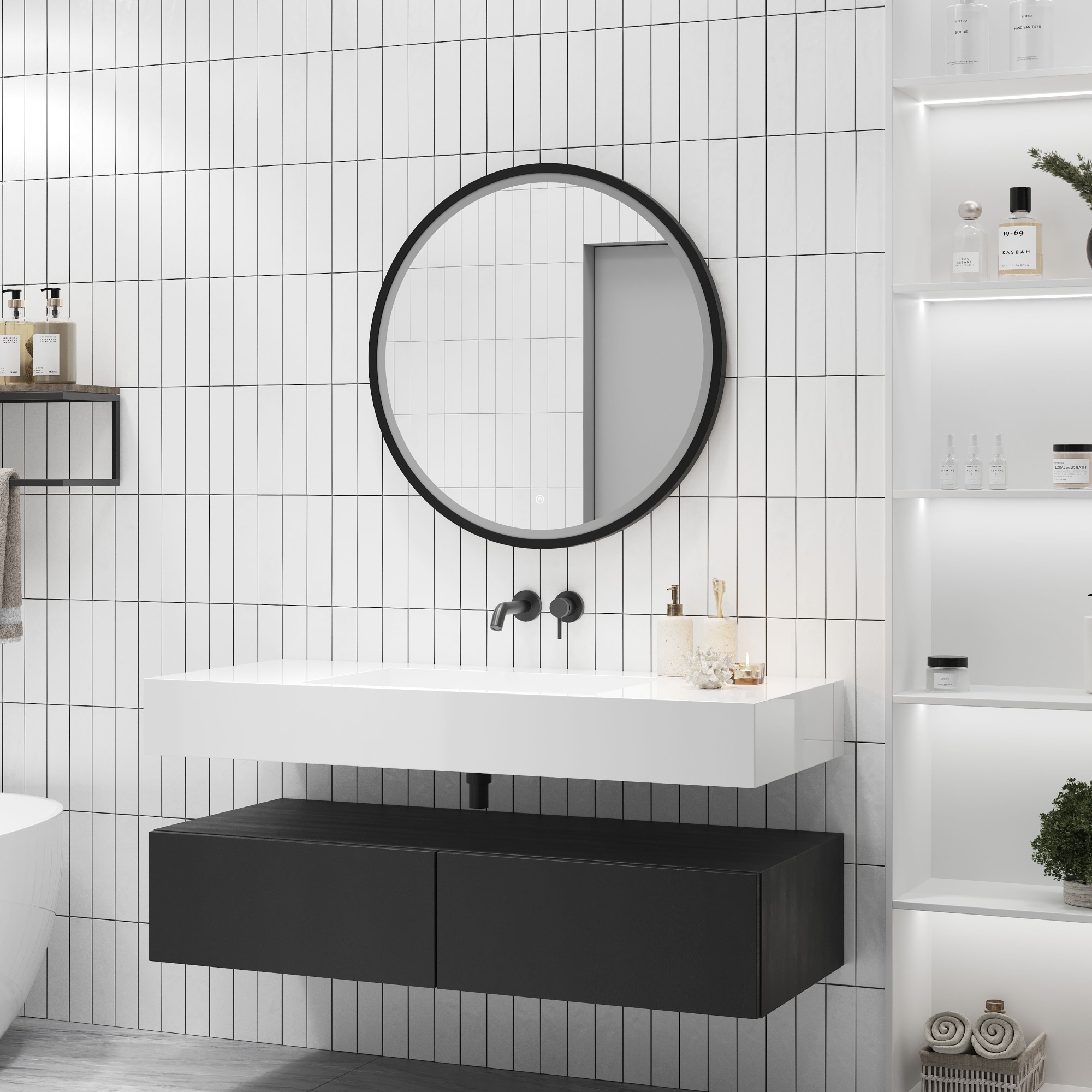 Зеркало Kакса-А Luxe 5380 60x60 черное