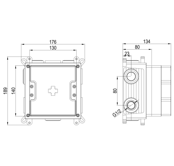 Скрытая часть термостата Wonzon & Woghand WW-INB363A серый матовый