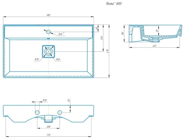 Встраиваемая раковина Onika Valleri Вилис 4610119205126 80 см белая