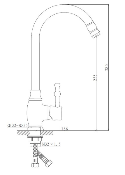 Смеситель для кухонной мойки Esko Twiggy TG 519 B матовый черный