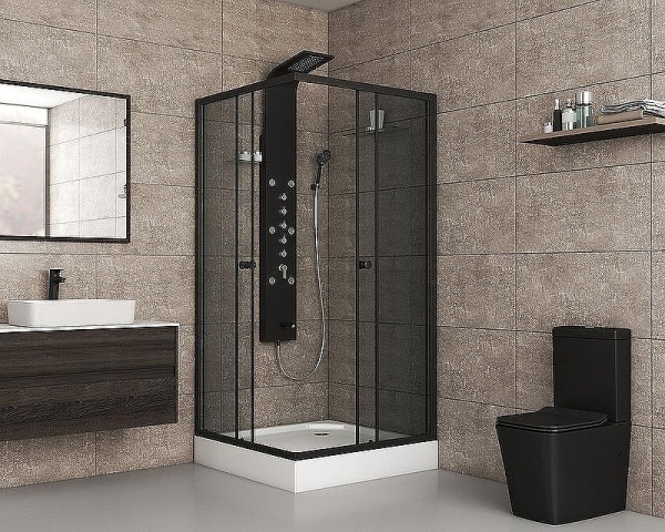 Душевой уголок Niagara Eco 90x90x195 0091432QT профиль черный, стекло тонированное