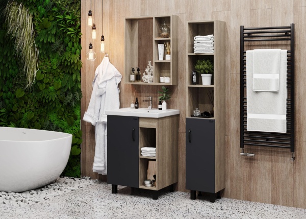 Пенал Onika Тимбер 403067 30 см R серый матовый и дуб сонома