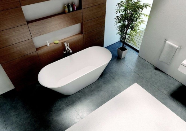 Ванна из литьевого мрамора Riho Barselona 170x70 B117001105 белая матовая отдельно стоящая