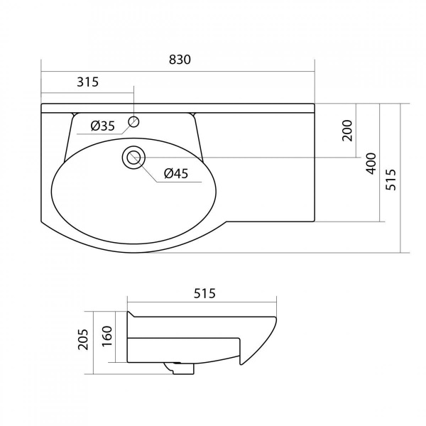 Встраиваемая раковина Santek Коралл 1WH110228 85 см L белая