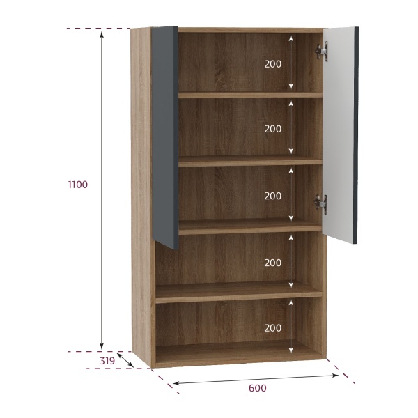 Шкаф Onika Маркус 306012 60 см серый матовый и дуб сонома