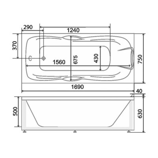 Ванна акриловая BellSan Эрика 170x75 BS.ER-A1690750 белая