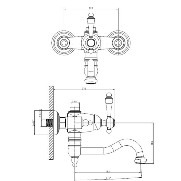 Смеситель для ванны Caprigo Fonte 12-519-crm хром