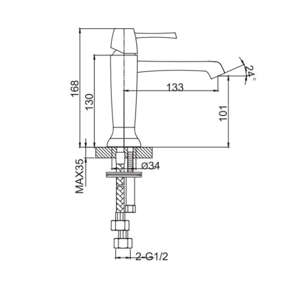 Смеситель для раковины Caprigo Diamante 50-020-oro золото с донным клапаном