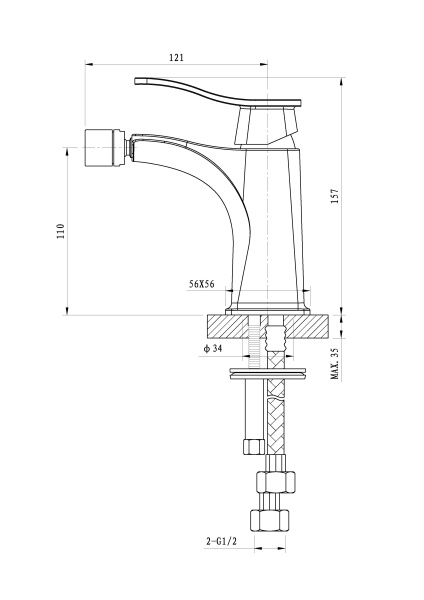 Смеситель для биде Wonzon & Woghand Navia WW-185001-CR хром глянцевый