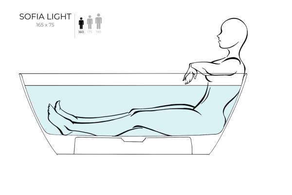 Ванна из литьевого камня Salini Sofia Light 165x75 103711GF окрашивание по RAL Classic глянцевая отдельно стоящая