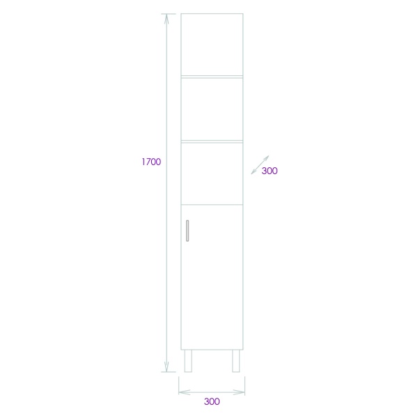 Пенал Onika Тимбер 403067 30 см R серый матовый и дуб сонома