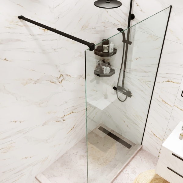 Душевая перегородка ADS Sancors Walk In 80x195 602IN.080BL.TR.08 профиль черный