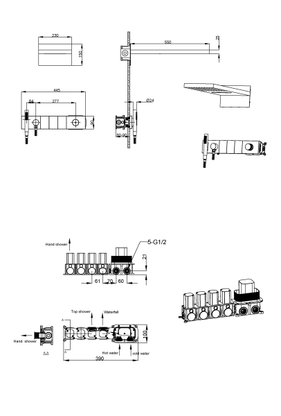 Душевой комплект со смесителем Boheme Zodiac 132-CB брашированная медь