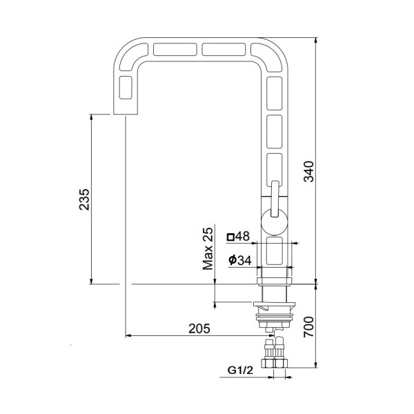 Смеситель для кухонной мойки Webert One-A ON921202441 черный со сталью матовый