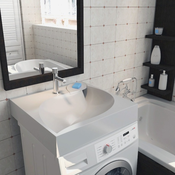 Подвесная раковина Madera List 4627173210553 60 см белая глянцевая на стиральную машину