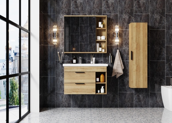 Зеркальный шкаф Onika Легран 208092 80 см дуб галифакс