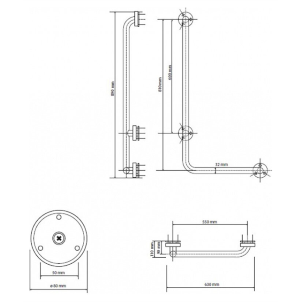 Поручень Bemeta Help Program 301112044 белый левый