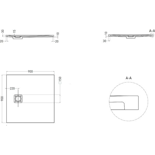 Душевой поддон Salini Oasi 90x90 120321M белый матовый