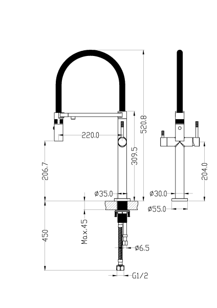 Смеситель для кухонной мойки Boheme Uno 115-SGM вороненая сталь