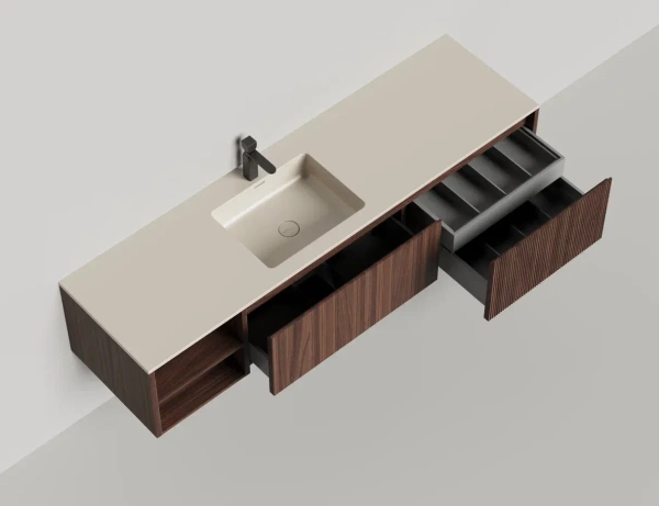 Тумба с раковиной Salini Domino 180 см 27D218ONA окрашивание по RAL шпон Onda Plus