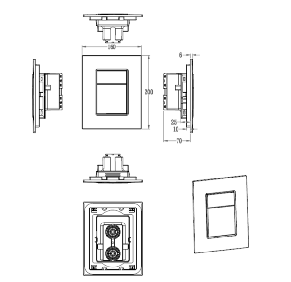 Кнопка смыва Wonzon & Woghand WW-IB256-BGM темный графит брашированный пневматическая