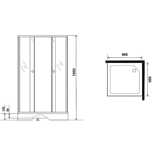 Душевой уголок Niagara Eco 90x90x195 0091432QT профиль черный, стекло тонированное