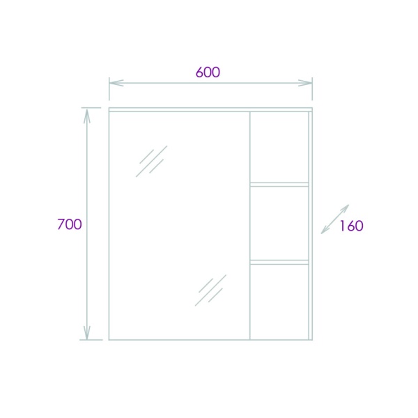 Зеркальный шкаф Onika Легран 206071 60 см дуб галифакс