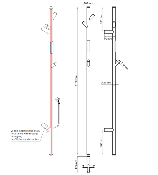 Полотенцесушитель электрический Bemeta 704155015 графит 30W
