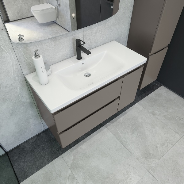 Тумба с раковиной Caprigo Forte 36115R-SF025 100 см серая