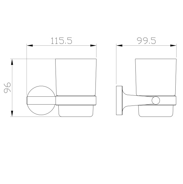 Стакан для зубных щеток Wonzon & Woghand Simple WW-6521 хром глянцевый с держателем